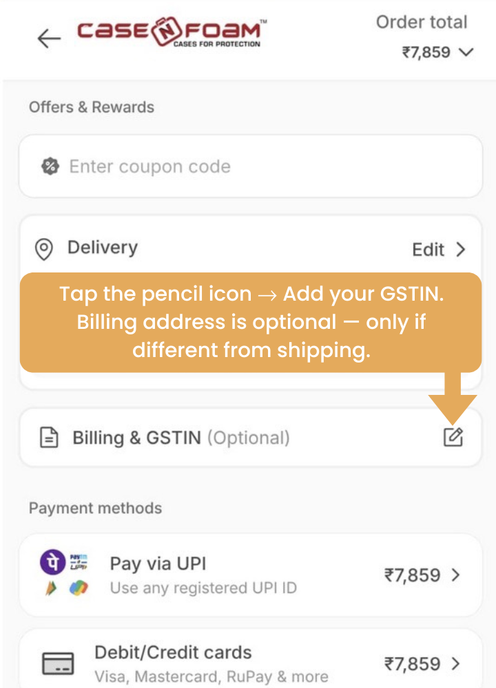 How to add GST No. at checkout